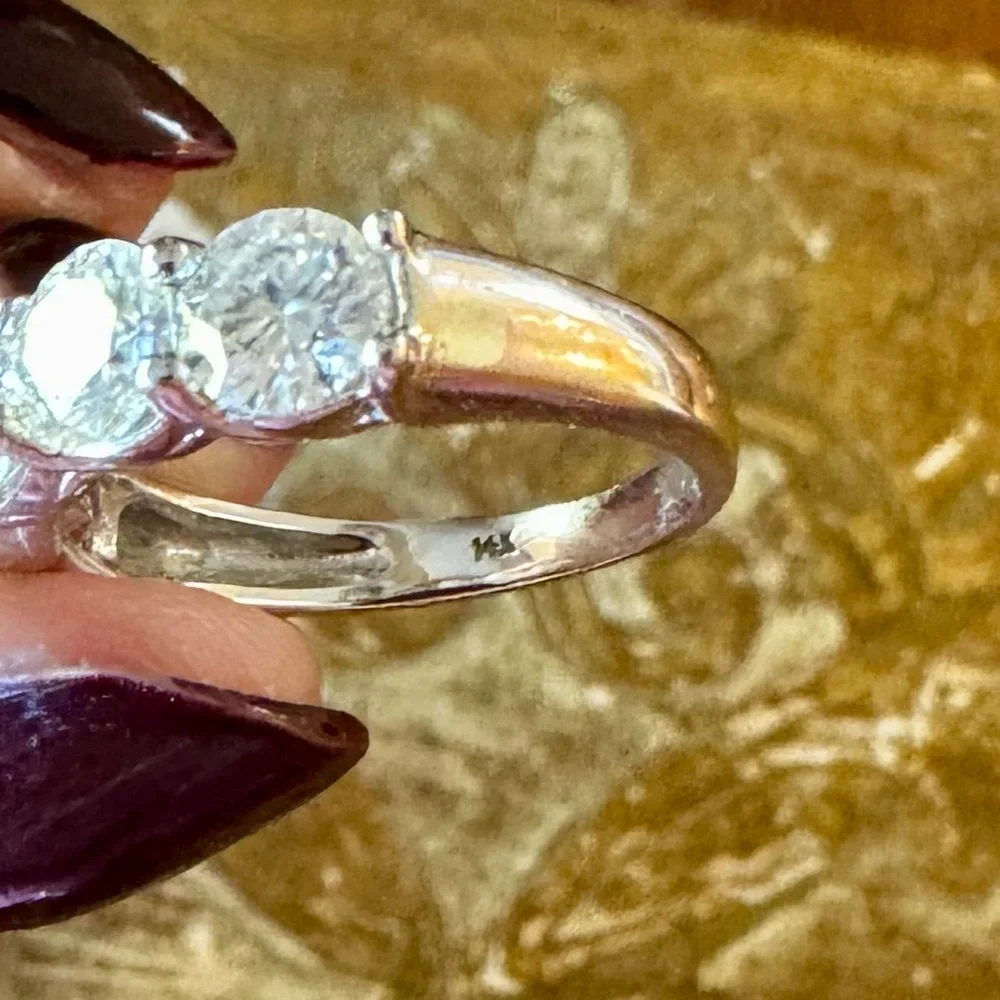 Solid 14k white gold 5 stone anniversary band ring 6.25 - Picture 10 of 16